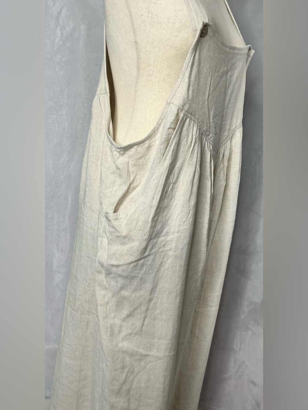 NWT Kori Cream Linen Blend Wide-Leg Overalls Jumpsuit Large - Picture 6 of 8